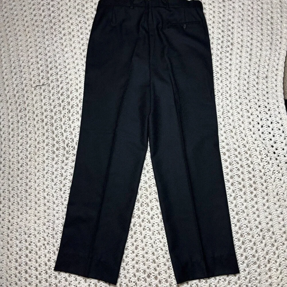 Valentino‎ Garavani VTG Dress Pants Black Straight Leg Flat Front Mens W34x31